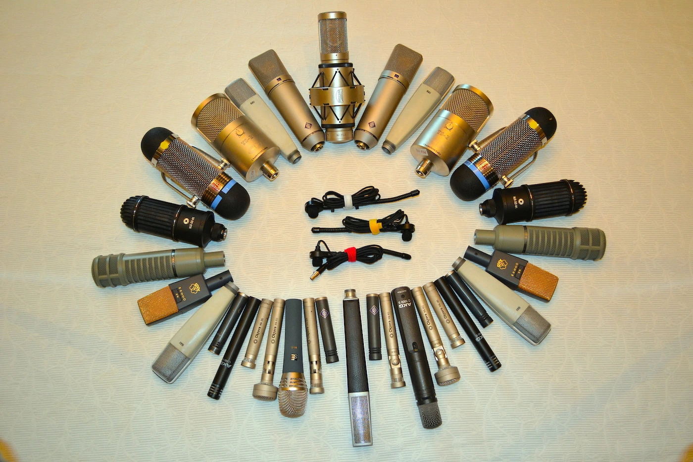 Collection de microphones du studio